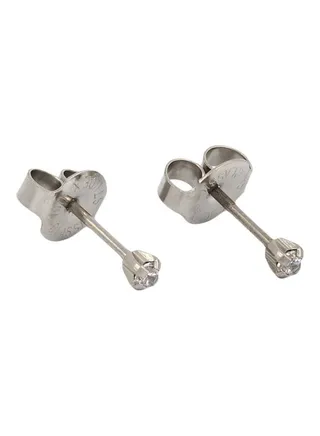 Tiffany Stainless Steel Cubic Zirconia Studded Ear Piercing Studs 