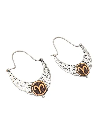 Silver And Bronze Horoscope Aries Dangle Earrings 