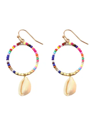 Beach Shell Designed Earrings With Imitated Pearl 
