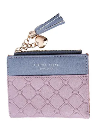 Pu Leather Zip Closure Small Wallet Purple 