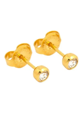 24k Gold Plated Crystal Studded Stud Earrings 