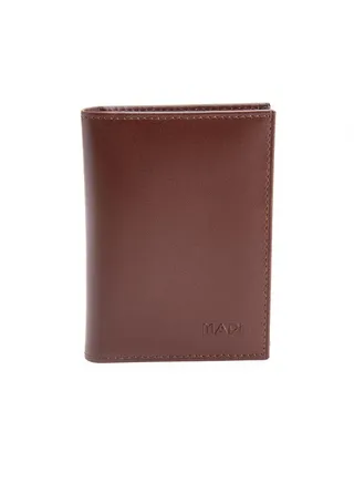 Genuine French Leather Bi-Fold Card Holder Tea 