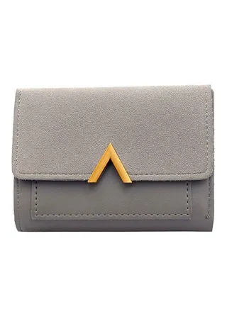 Vintage Style Leather Wallet Grey/Gold 