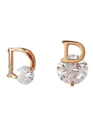 925 Silver Needle Asymmetrical D-Shaped Earrings 