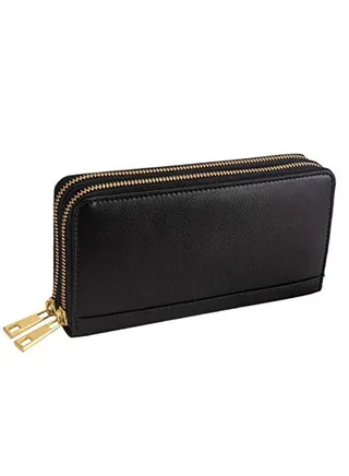 Black/Grey Leather Wallet for Women and Designer Ladies Wallet for Girls 