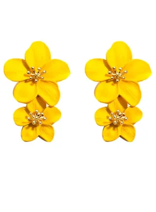 Double Layer Flower Designed Dangle Earrings 