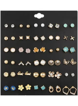 30-Pair Elegant Fashion Earrings Set 