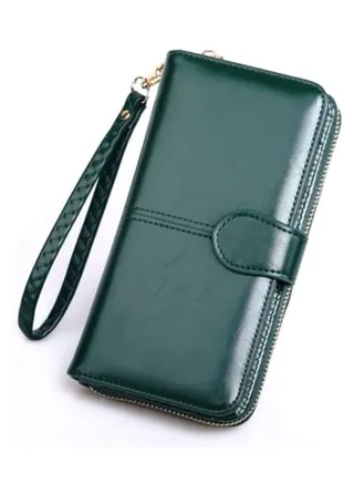 Women's Leather Wallet for everyday use- Women's Clutch with Zipper Coin Purse, Card Holder, and Certificate, Ladies Bracelet Hand Bag 