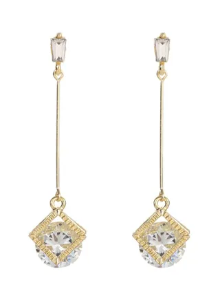 Zircon Studded Dangle Earrings 