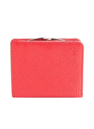 Pebbled Leather Kisslock Wallet Red 