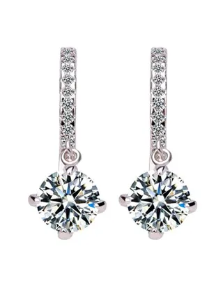 18 Karat White Gold Plated Crystal Studded Earrings 