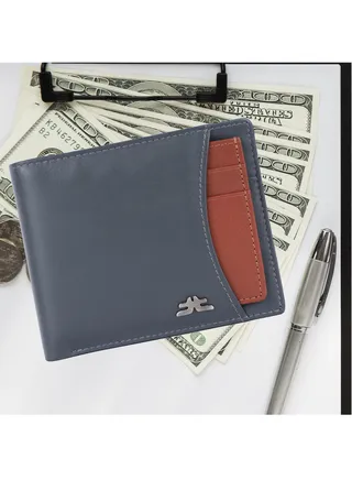 Laveri Genuine Leather Designer Wallet With RFID Protection Grey And Brown 