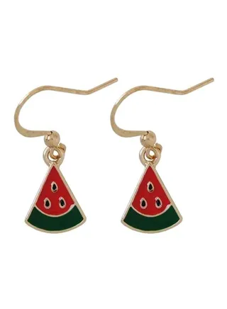 Small Watermelon Pattern Dangle Earrings 