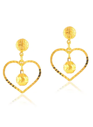 Heart Shape Gold Earrings in 22kt Gold 