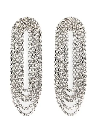 Rhinestone Studded Layered Drop Earrings 