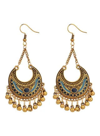 925 Silver Crescent Style Bell Earrings 