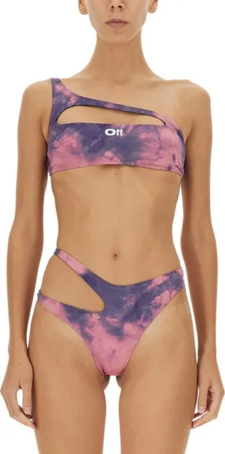 Off-White Logo Tie-Dye Two-Piece Bikini Set
