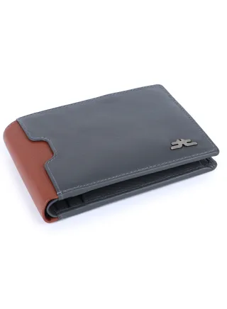 Laveri Genuine Leather Designer Wallet With RFID Protection Brown And Grey 