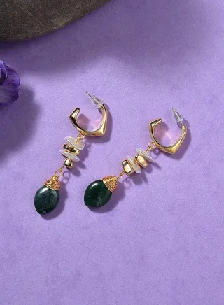 Gold Plated Pearl Beaded Drop Earring 