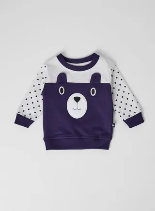 Baby Boys Bear Face Sweatshirt Navy 
