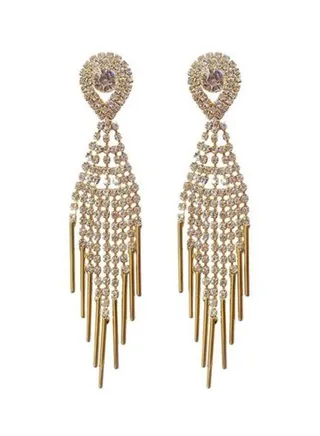 925 Silver Rhinestone Studded Dangle Earrings 