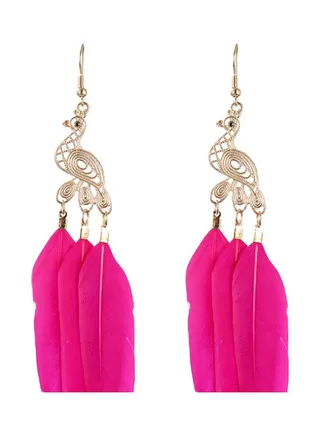 925 Silver Creative Peacock Feather Earrings 