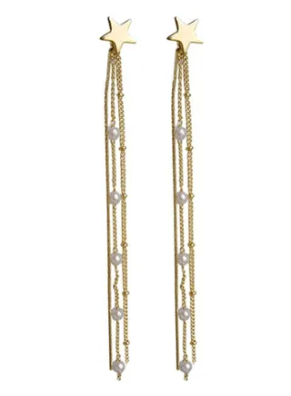 Star Design Dangle Earrings 