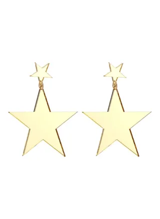 Five-Pointed Star Design Dangle Earrings 