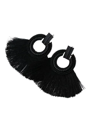 Boho Fan Shape Tassel Earrings 
