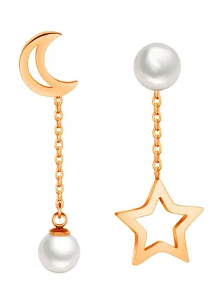 Chic Moon Star Pearl Dangle Drop Ear 