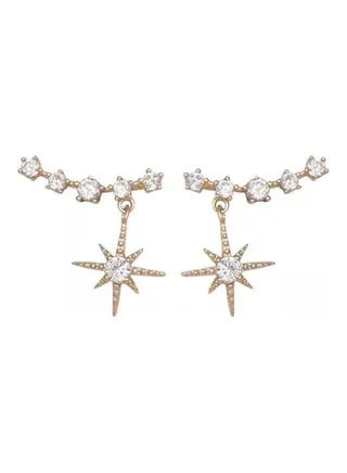 925 Sterling Silver Dipper Six Pointed Star Earrings 