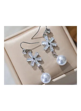 925 Sterling Silver Stone Studded Dangle Earrings 