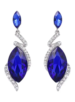 Wedding Bridal Crystal Marquise Swirl Filigree Dangle Earrings 