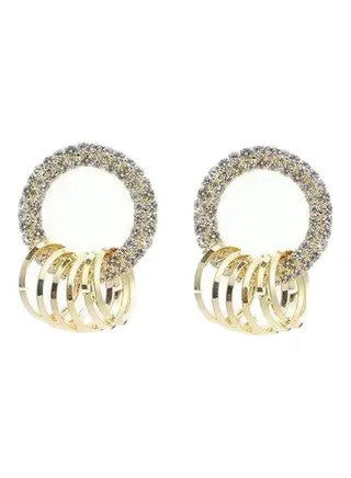 Needle And Rhinestone Geometric Hoop Earrings 