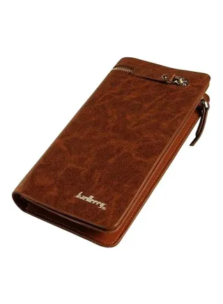 Zippered Leather Wallet Brown 