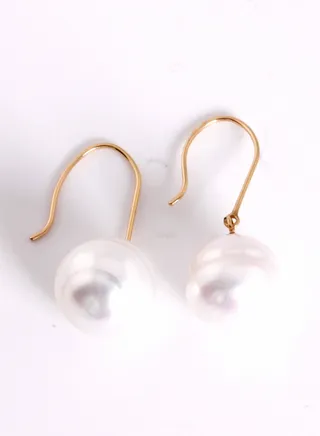 Earrings, South Sea Pearls, Natural Silver Color 18KR 