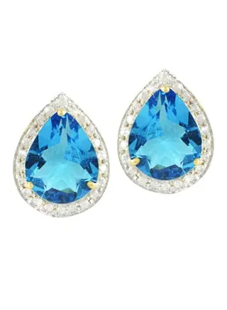 18 Karat Gold With Drop Cut Diamonds Earrings 