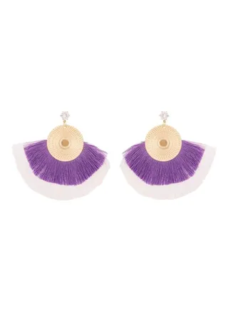 Two Tone Tassel Dangle Earrings 