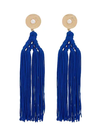 Woven Design Tassel Dangle Earrings 
