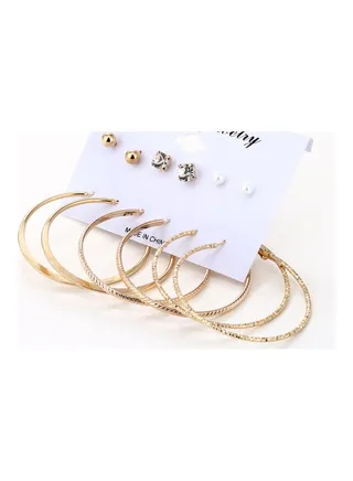 Set Of 3 Large C-Shaped Punk Rock Earrings 