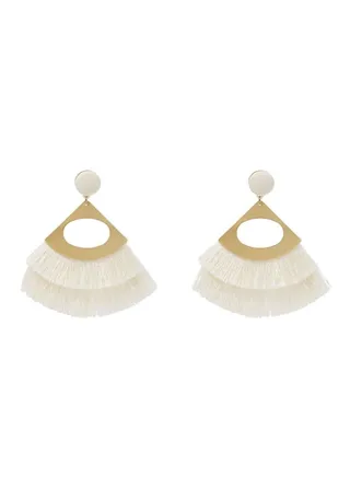 Layered Triangle Tassel Dangle Earrings 