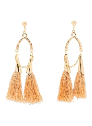 Detailed Tassel Design Dangle Earrings 
