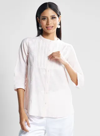 Embroidered Button Down Kurti 