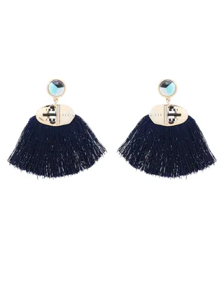 Studded Detailed Tassel Earrings 