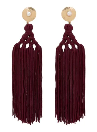 Woven Design Tassel Earrings 