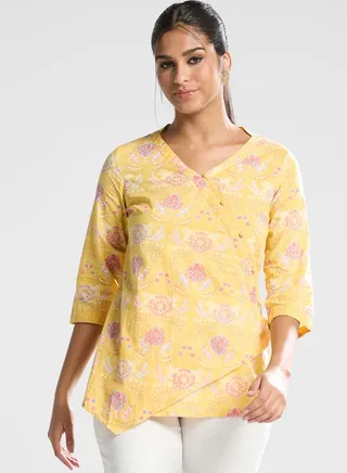 V-Neck Floral Printed Kurti 