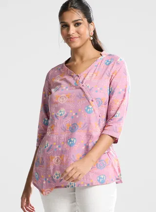 V-Neck Printed Kurti 