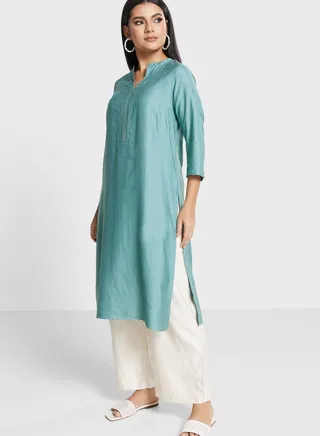 V-Neck Long Kurti 