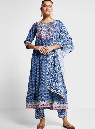 Floral Print Kurti & Pants Set 
