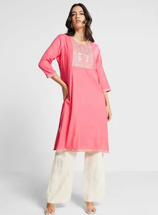 Embroidered Knitted Kurti 